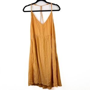 Prana Womens Mustard Yellow Striped T-Back Sleeveless Mini Dress Size Medium